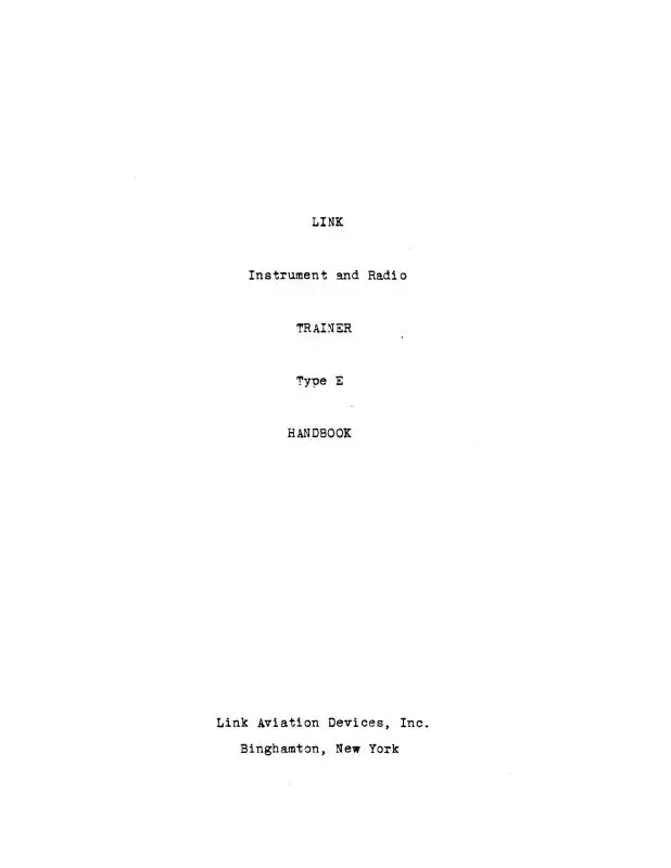 Link Trainers Type E Trainer 1942 Handbook (Lttypee-42-Hb-C) 1