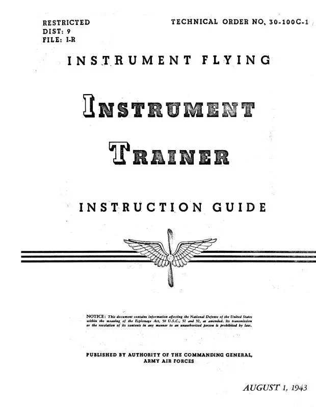 Link Trainers Instrument Trainer 1943 Instruction Guide (30-100C-1) 1