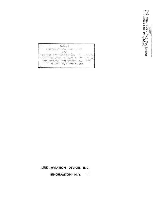 Link Trainers Types C-3, S.W. C-3 Trainers Instruction Guide (90131) 1