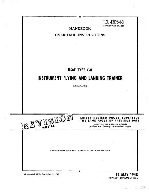 Link Trainers Usaf Type C-8 1948 Overhaul Instructions (43D5-4-3) 1