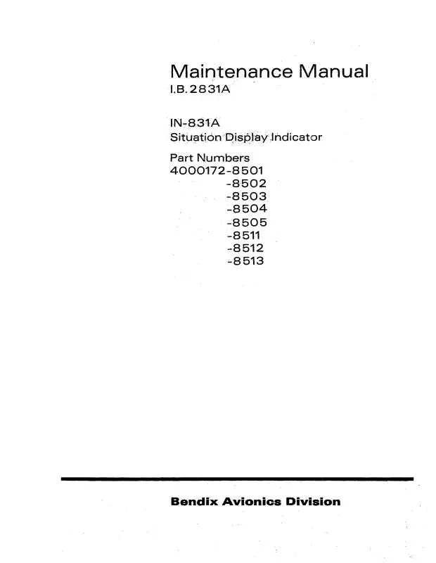 Bendix In-831A  1975 Maintenance Manual (I.B.2831A) 1
