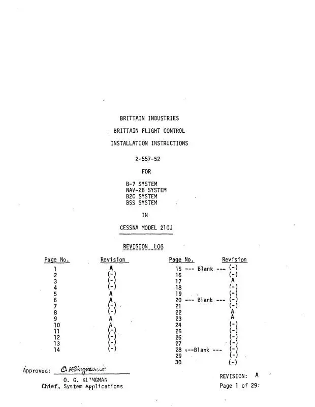 Brittain Industries B-7, Nav-2B, B2c. Bss System Installation Instructions 1