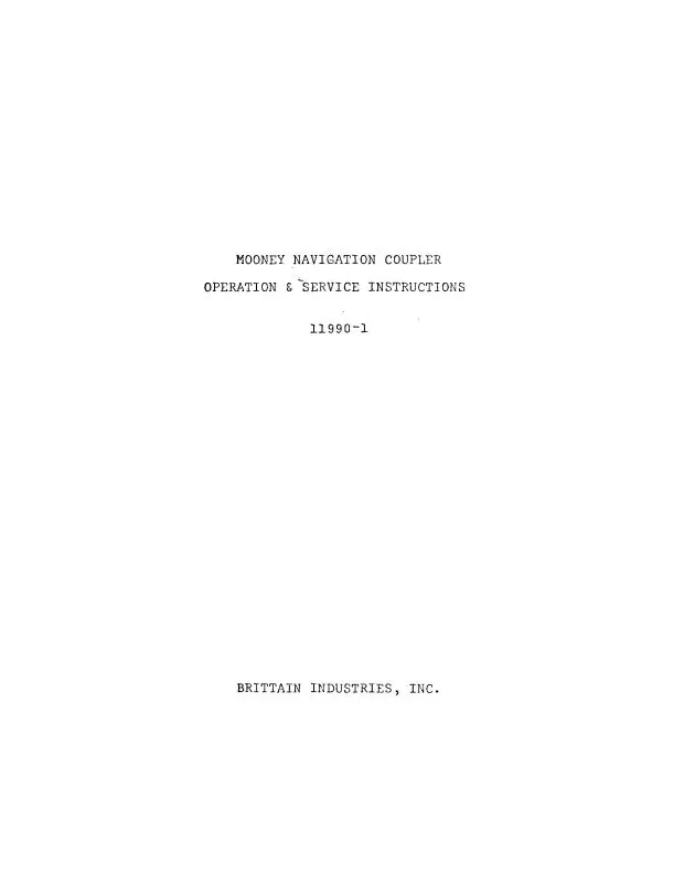 Brittain Industries Mooney Navigation Coupler Maintenance And Operation 1