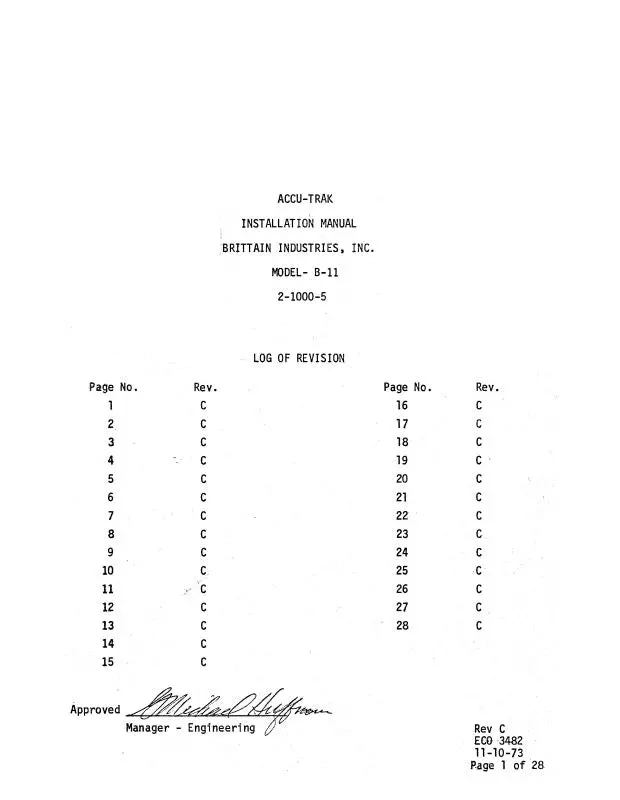 Brittain Industries Accutrak Model B-11 1973 Installation-Maintenance Manual 1