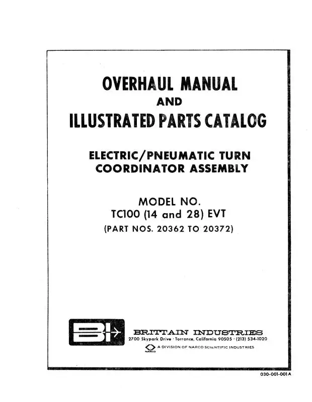 Brittain Industries Tc100 (14 And 28) Evt Overhaul With Illustrated Parts 1