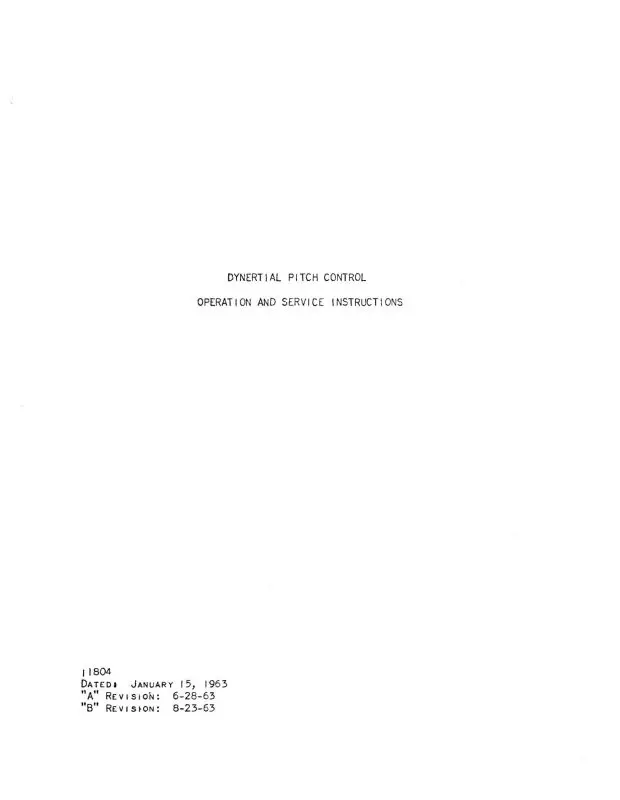 Brittain Industries Dynertial Pitch Control 1963 Operation & Maintenance Instructions 1