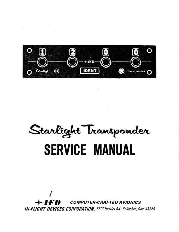 Ifd Starlight Transponder Maintenance Manual (Ifstarlight-M-C) 1