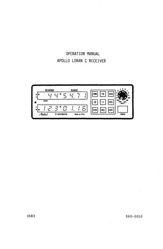 Ii Morrow Inc Apollo I 602 Loran C Receiver Pilot's Operating Handbook (Mr602--Poh-C) 1