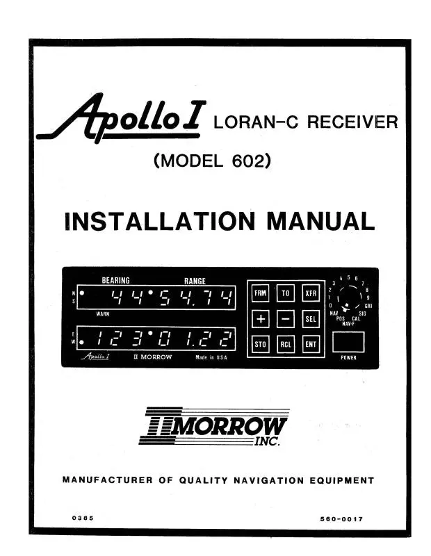 Ii Morrow Inc 602 Loran-C Receiver Installation Manual (560-0017) 1