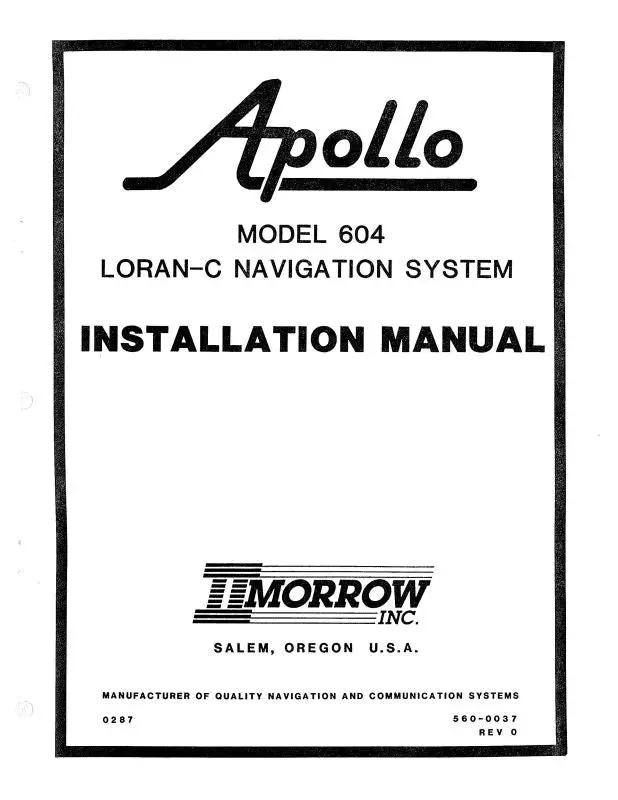 Ii Morrow Inc 604 Loran-C Navigation System Installation Manual (787) 1