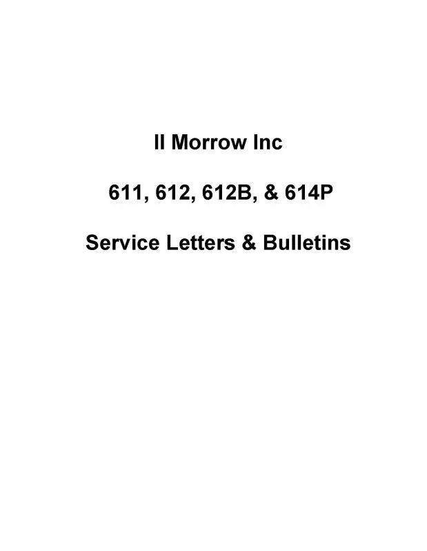 Ii Morrow Inc 611, 612, 612B, & 614P Service Letters, Bulletins (Mr611,612-Slb-C) 1