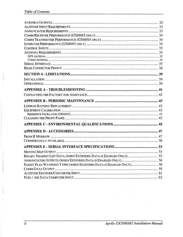 Ii Morrow Inc Apollo Gx 50,60,&65 Gps 1999 Installation Manual (560-0959-03A) 1