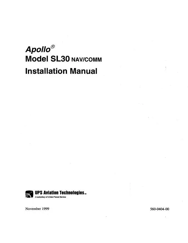 Ii Morrow Inc Apollo Sl30 Nav-Comm Installation Manual (560-0404-00) 1