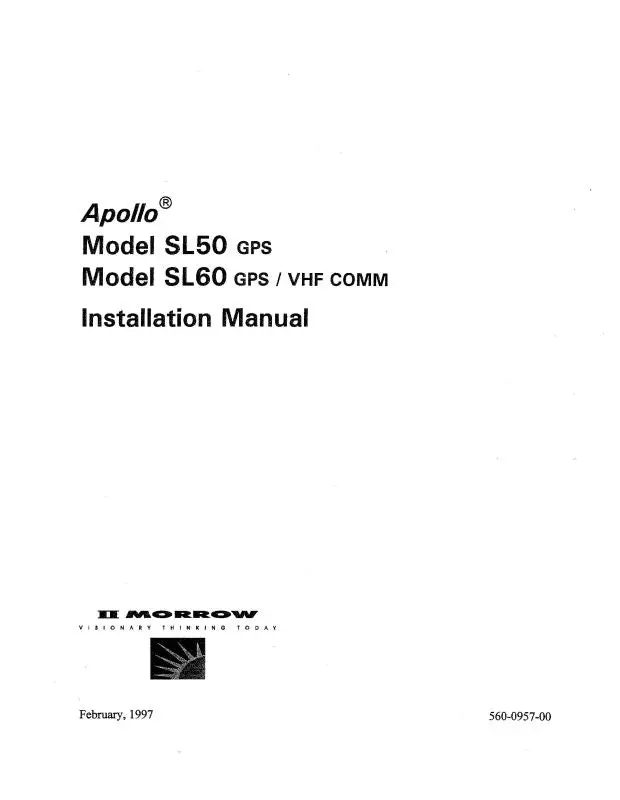 Ii Morrow Inc Apollo Sl50,60 Gps 1997 Installation Manual (560-0957-00) 1