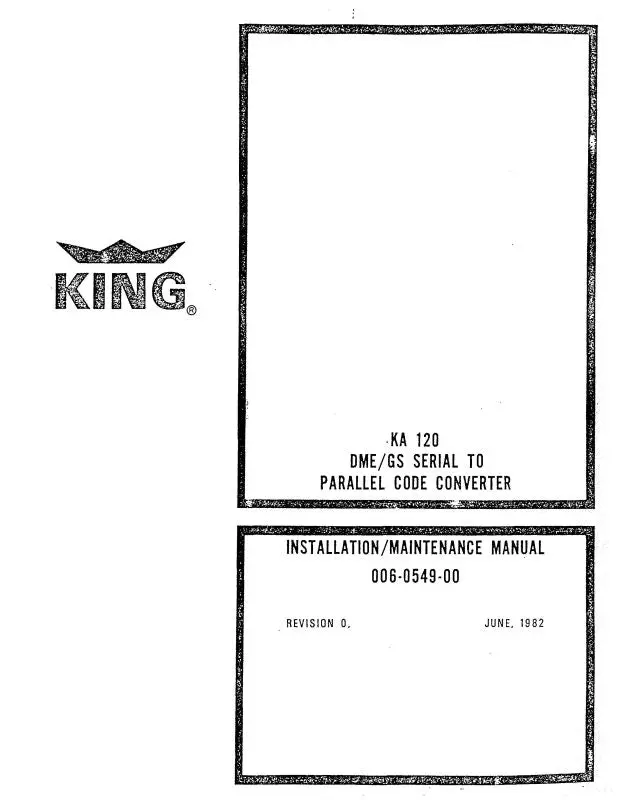 King Ka 120 Dme-Gs Installation, Maintenance, (006-0549-00) 1