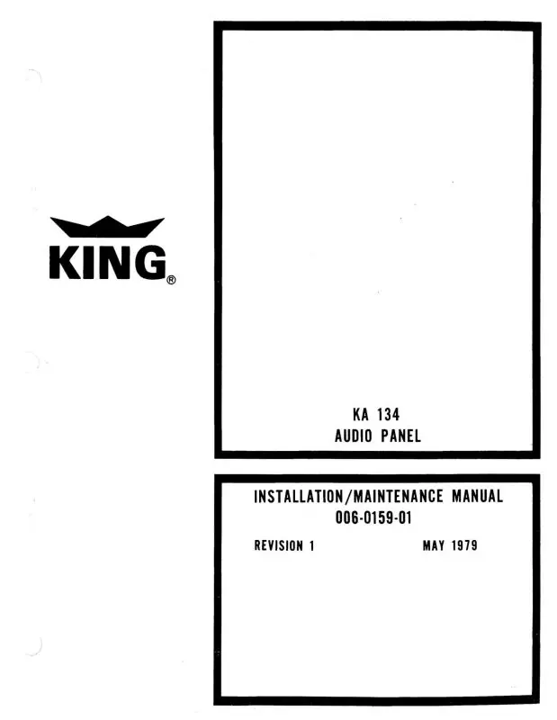 King Ka 134 Audio Panel Installation/Maintenance Manual (006-0159-01) 1