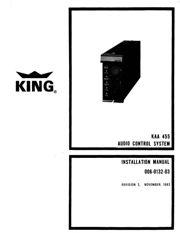 King Kaa 455 Audio Control Sys 1983 Maintenance, Installation (006-0132-04) 1