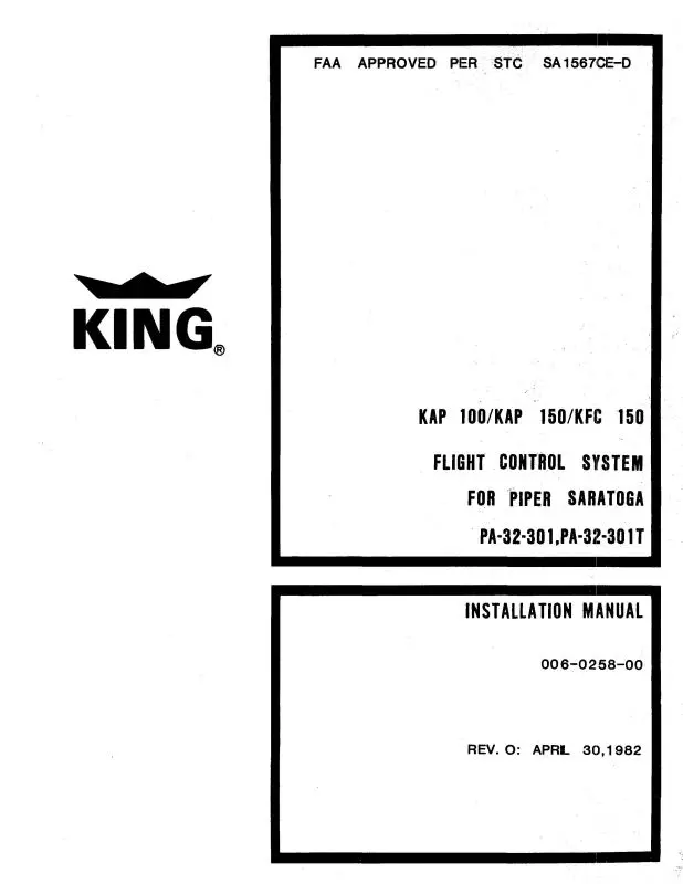 King Kap100, 150, Kfc 150 Installation Manual (Kikap100,150-In) 1