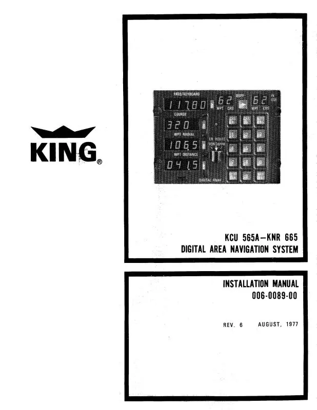 King Kcu 565A, Knr665-665A Installation Manual (006-0089-00) 1