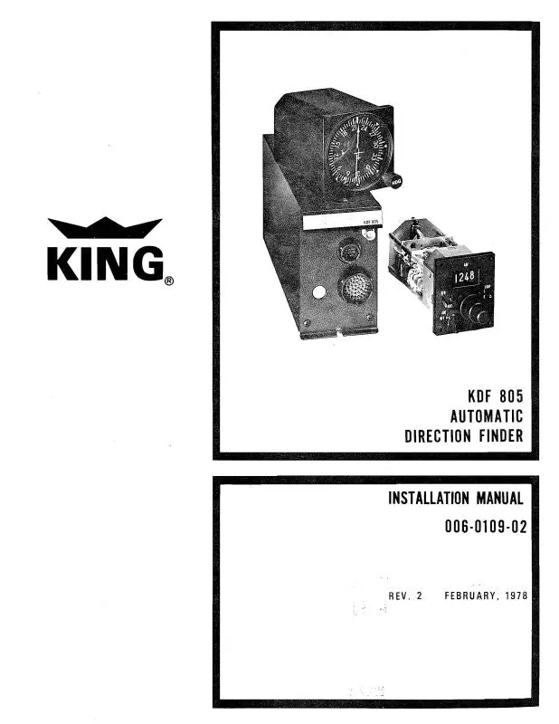 King Kdf 805 1978 Maintenance, Installation (006-510-04) 1