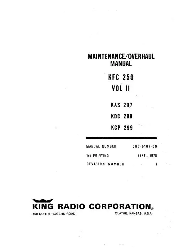 King Kfc 250 Flight Control Vol Ii Maintenance-Overhaul (006-5167-00) 1