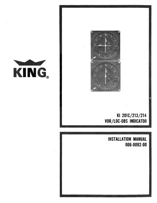 King Ki201c,213,214 Vor,Loc-Obs Installation Manual (006-0092-01) 1