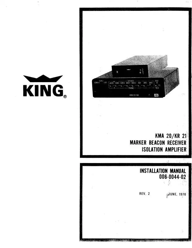 King Kma20, Kr21 1976 Installation (006-0044-02) 1