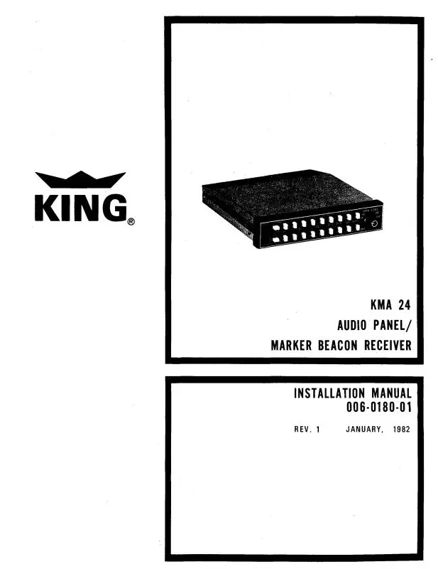 King Kma 24 Audio Panel-Mbr 1982 Installation (006-0180-00) 1
