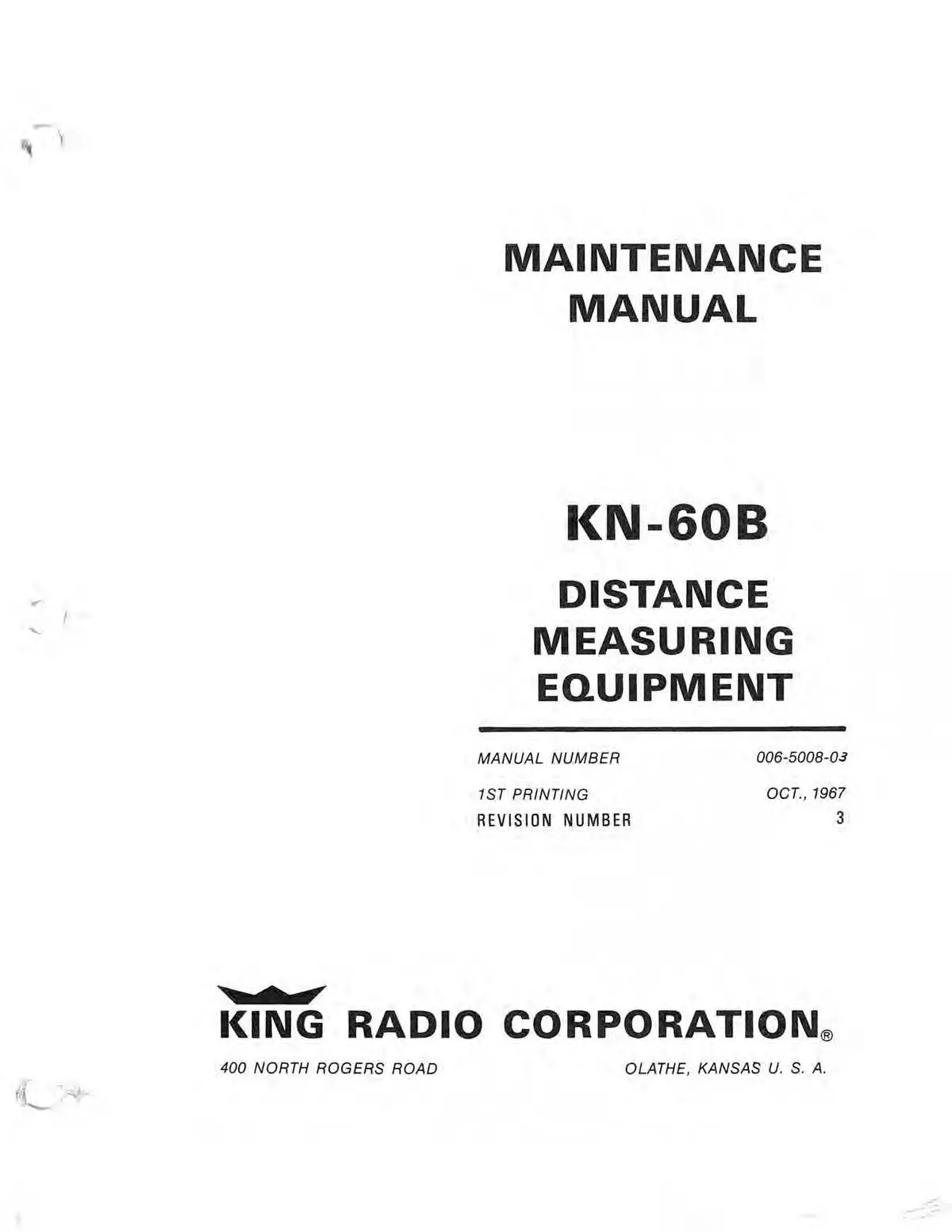 King Kn-60B, C Dme 1967 Maintenance/Installation Manual (006-5008-03) 1
