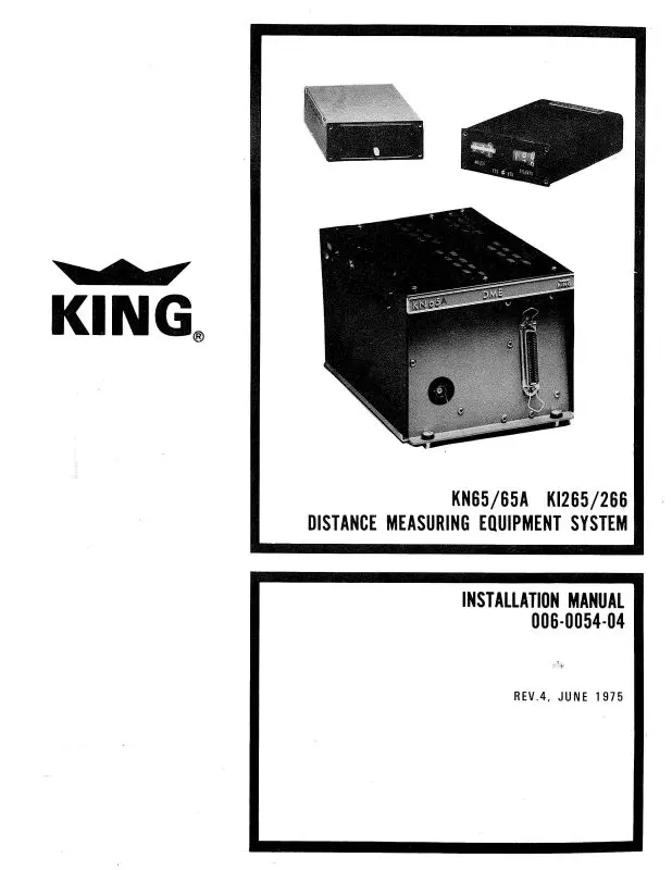 King Kn65,65A,Ki265,266 Dme Maintenance-Installation Manual (006-0054-04) 1