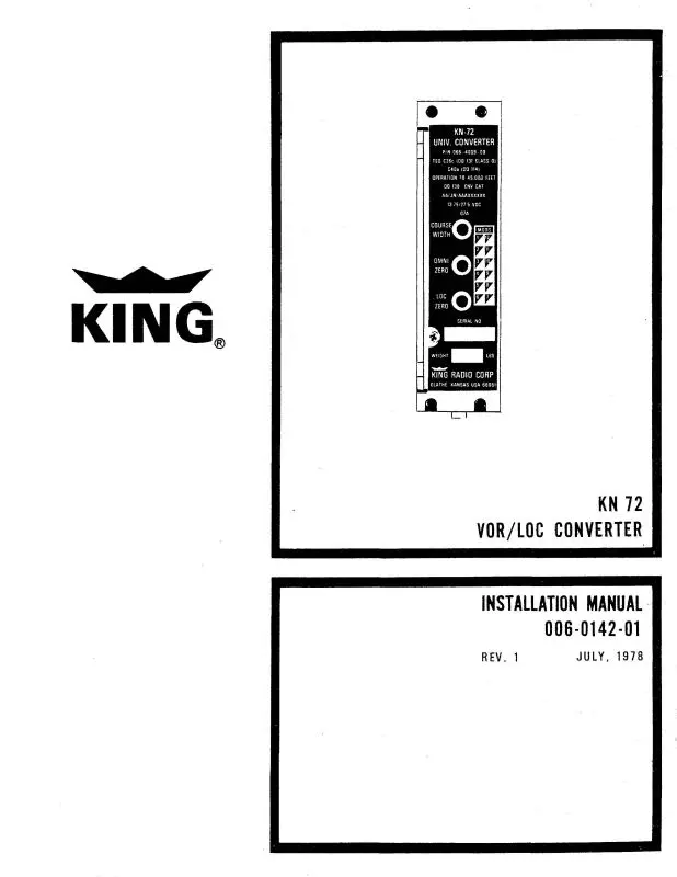 King Kn 72 Vor-Loc Converter 1978 Installation (006-0142-01) 1