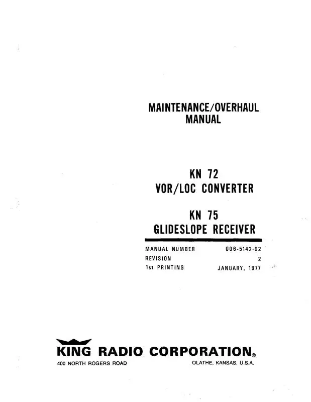 King Kn 72 -75 Vor-Loc Converter Maintenance-Installation (006-0142-01-M) 1