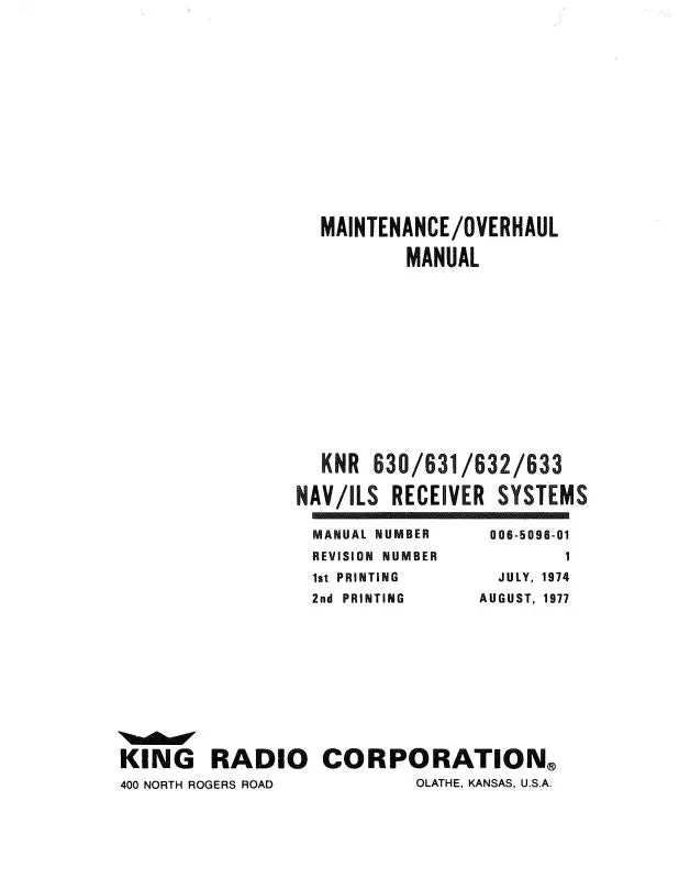 King Knr 630-631-632-633 Nav-Ils Maintenance-Installation Manual (006-5096-02) 1