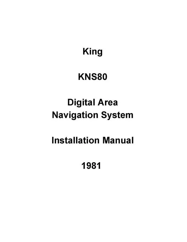 King Kns80 Digital Area Nav Sys 1981 Installation Manual (006-0154-00) 1