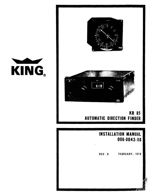 King Kr85 Auto Direction Finder Maintenance, Overhaul, Installation (006-0043-05) 1