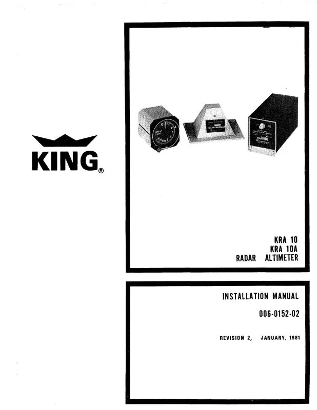 King Kra 10-10A Radar Altimeter System Maintenance, Installation, Overhaul (006-5152-01) 1