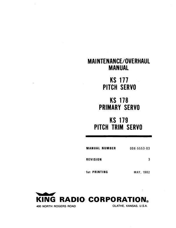King Ks177,178,179 1982 Maintenance-Overhaul Manual (006-5553-01) 1