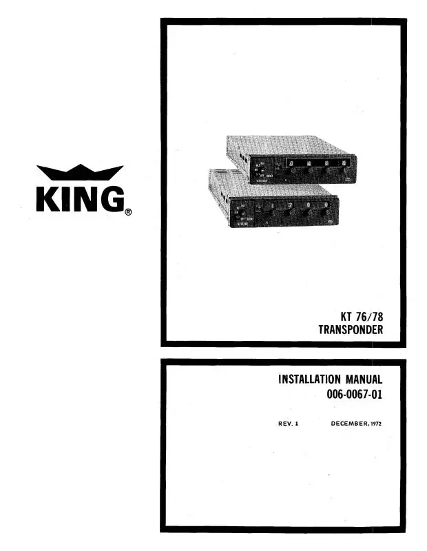 King Kt76-78 Transponder 1972 Installation (006-0067-01) 1