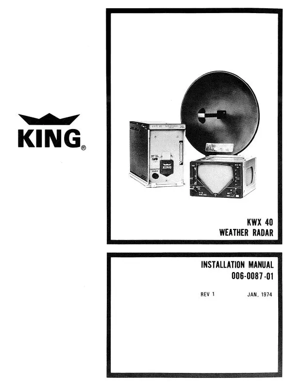 King Kwx 40 Weather Radar Installation Manual (006-0087-01-In) 1
