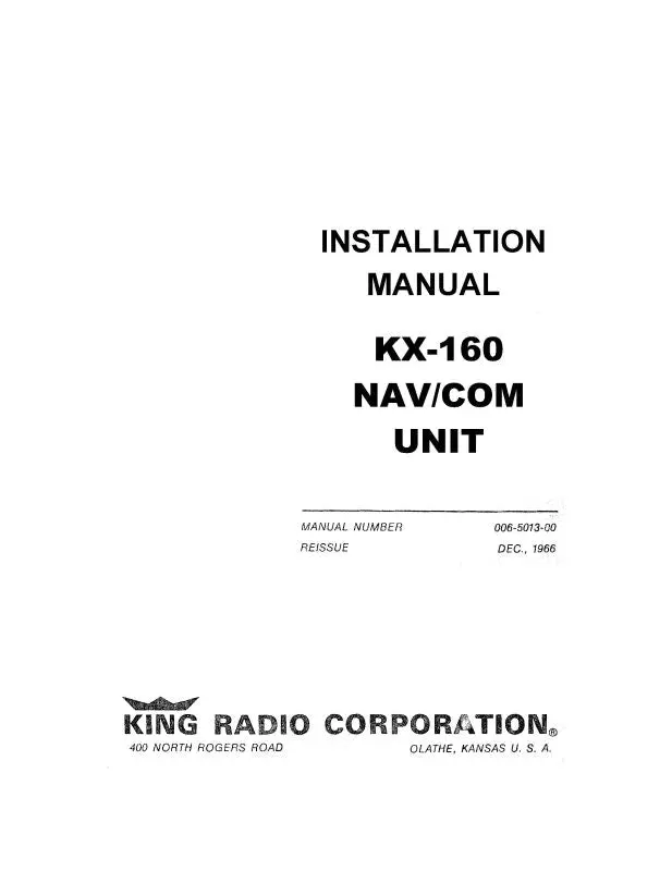 King Kx-160 Nav Com Unit Installation (Kikx160--In-C) 1