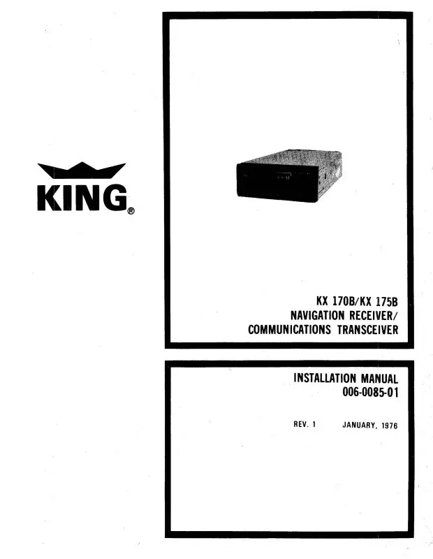 King Kx 170B, Kx175b Nav,Com Installation Manual (006-0085-01) 1