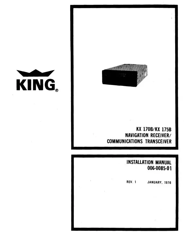King Kx 170B, Kx175b Nav,Com Maintenance-Installation Manual (006-0085-01-M) 1