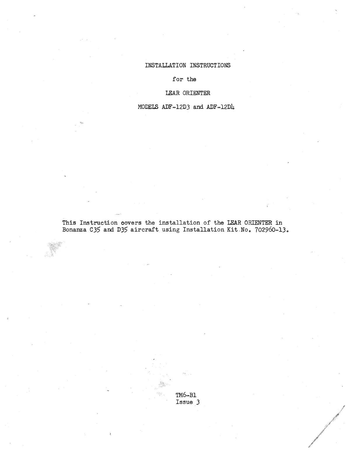Lear Orienter Adf-12D3, Adf-12D4 Installation Instructions (Leadf12d3,4-In) 1
