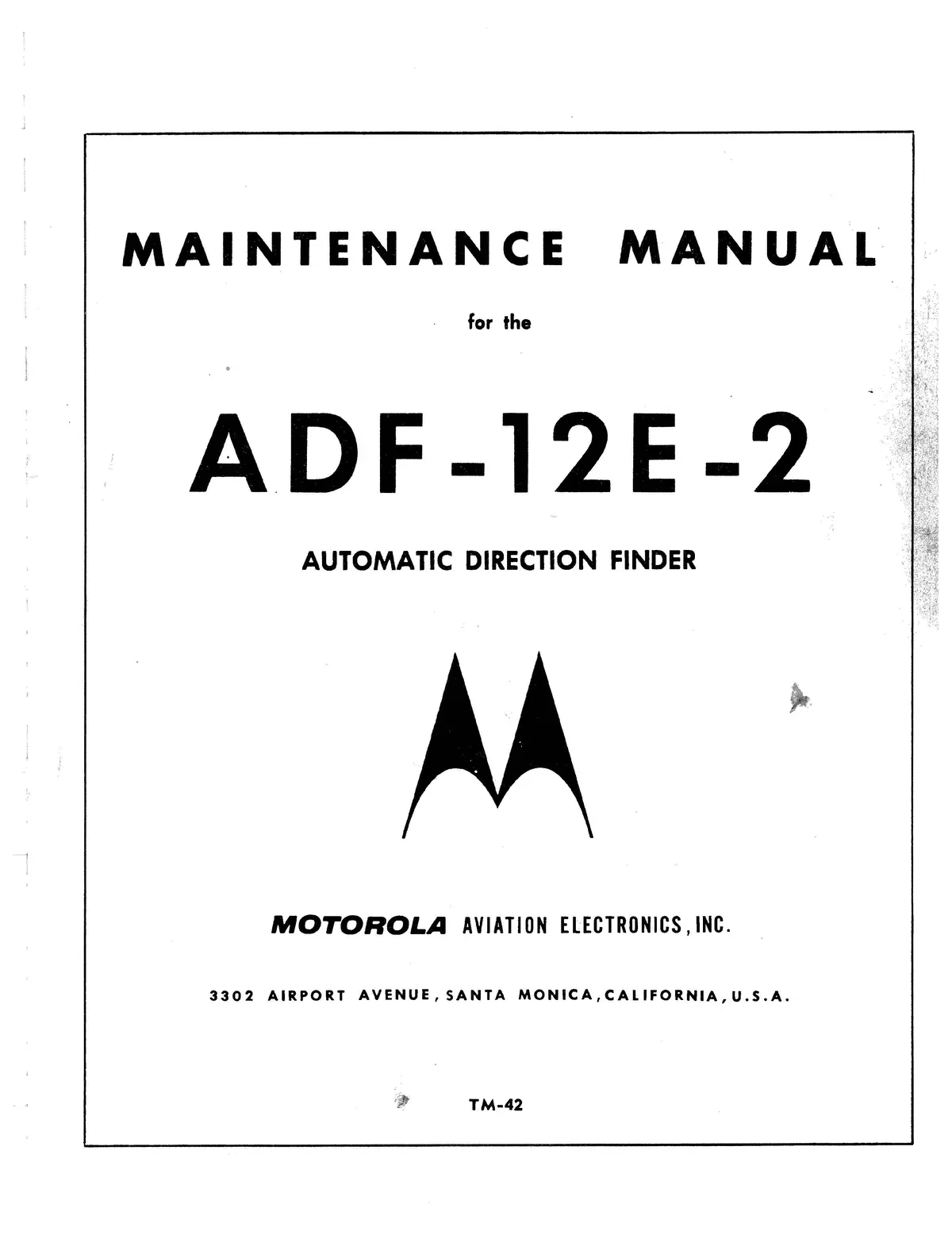 Learjet Adf-12E-2 Series Maintenance Manual (Tm-42) 1