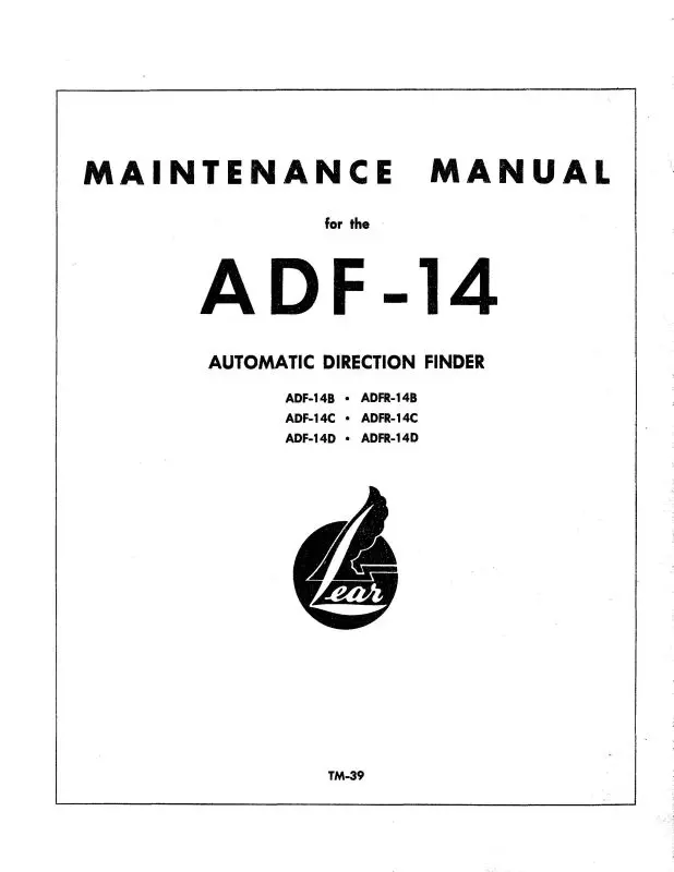 Learjet Adf-14B,C,D,Adfr-14B,C,D Installation, Operation, & Maintenance (Arim-130) 1