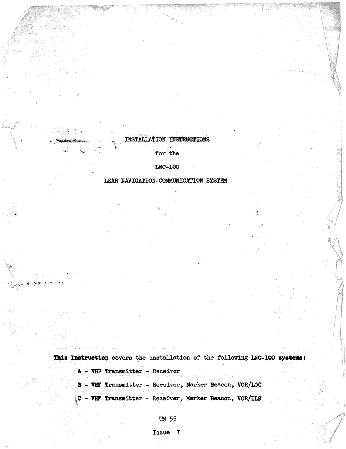Lear Navigation-Communication System Lnc-100  Installation Instructions 1