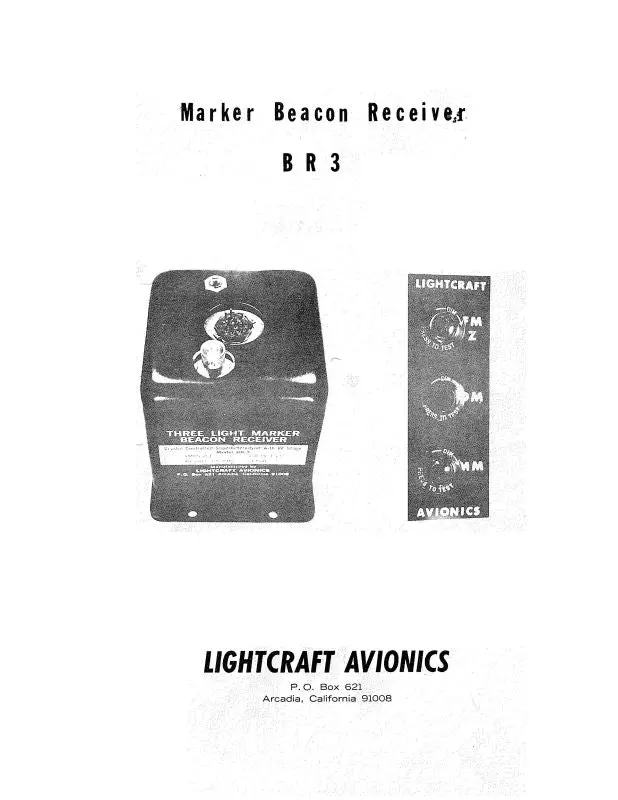 Lightcraft Avionics Br3 Marker Beacon Receiver Instruction Manual (Lgbr3-In-C) 1