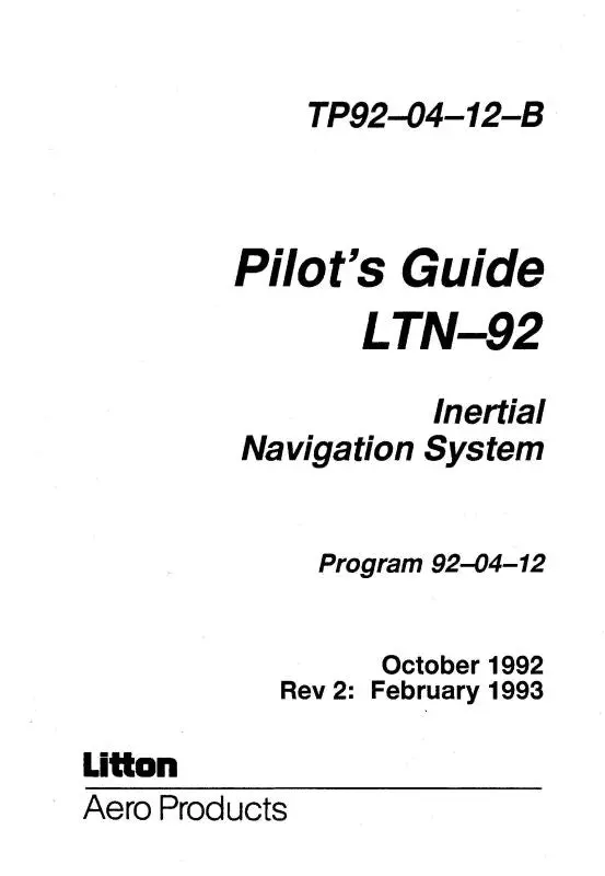 Litton Aero Products Ltn-92 1992 Pilot's Guide (Tp92-04-12-B) 1
