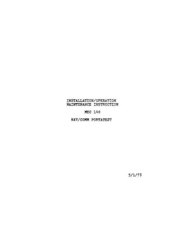 Michel Electronics Corp Mec140 Nav-Comm Portatest 1978 Installation-Operation-Maintenance. Instruction (Mlmec140-78-In) 1