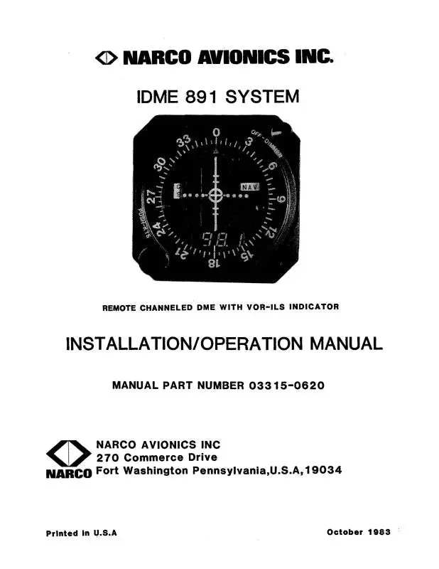 Narco Idme 891 System 1985 Maintenance Manual (033115-0600) 1